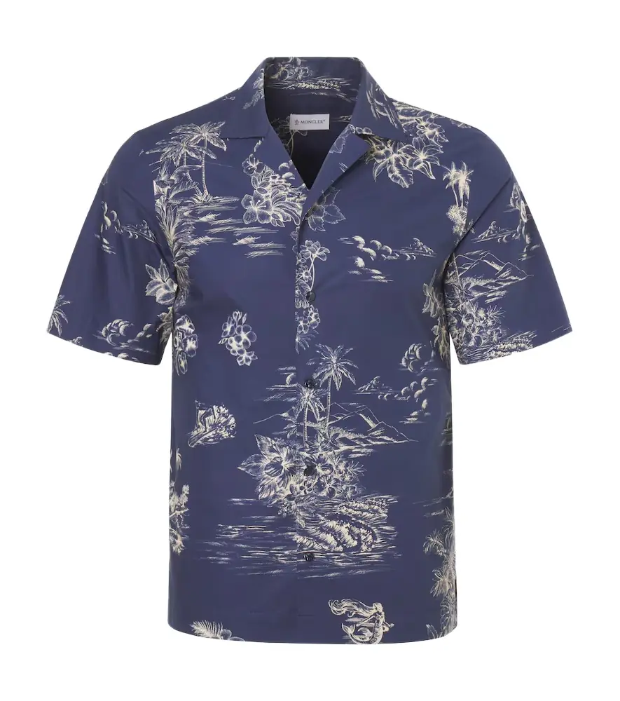 Moncler Floral cotton poplin bowling shirt