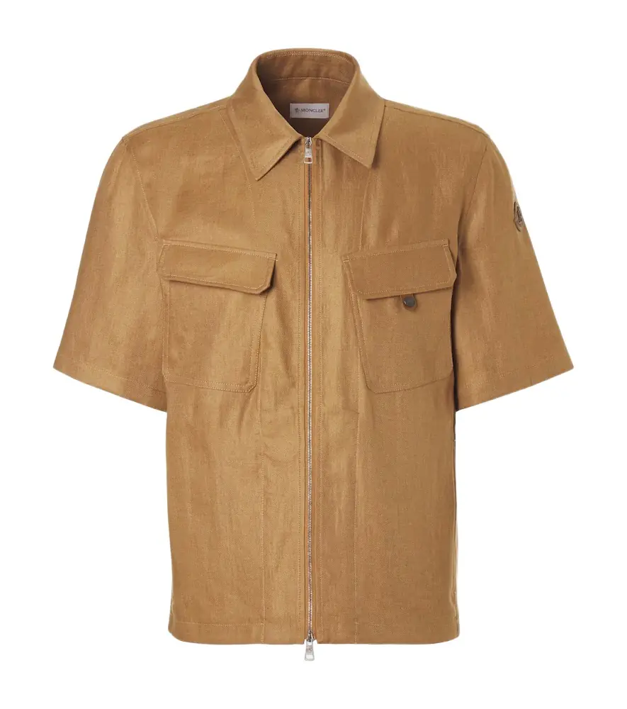 Moncler inen twill zip-up shirt