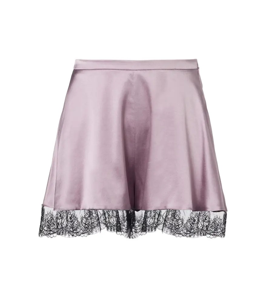 Nina Ricci Lace-trimmed silk-blend satin shorts