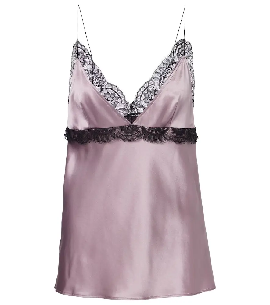 Nina Ricci Lace-trimmed silk-blend satin camisole