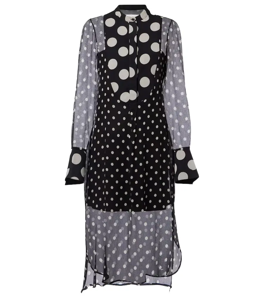 Nina Ricci Polka-dot semi-sheer silk midi dress