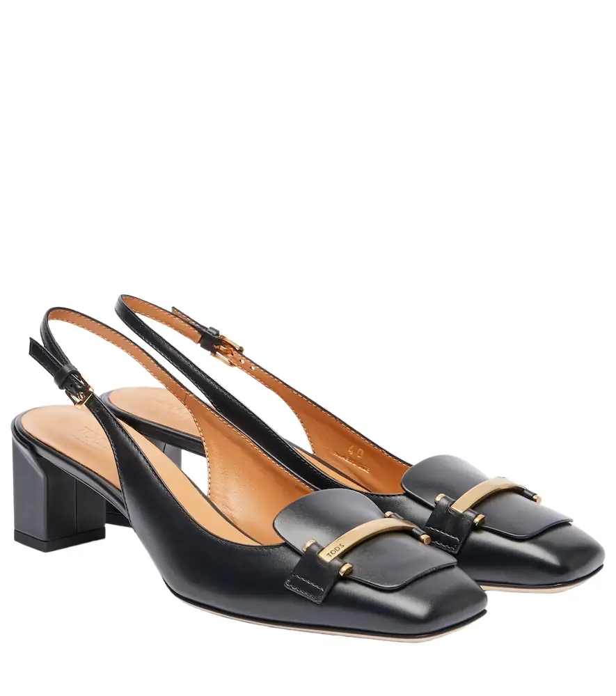 Tod's 50 leather slingback pumps