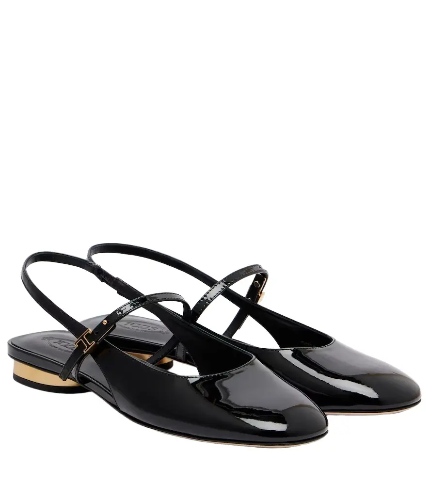 Tod's Patent leather slingback flats