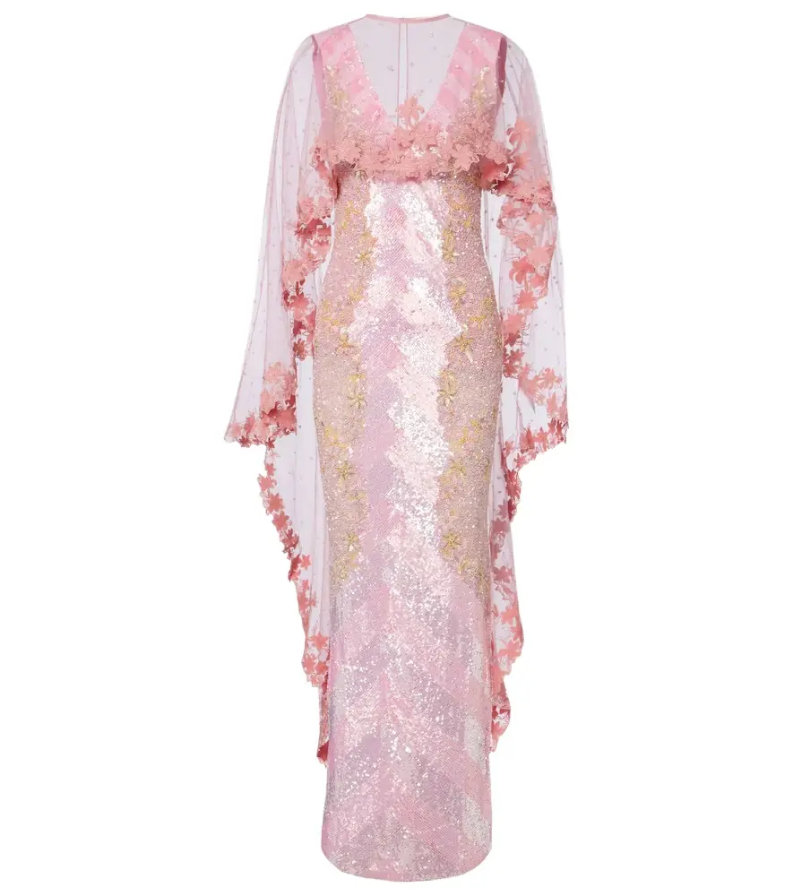 La Fuori Là Fuori Panorama embellished caped gown
