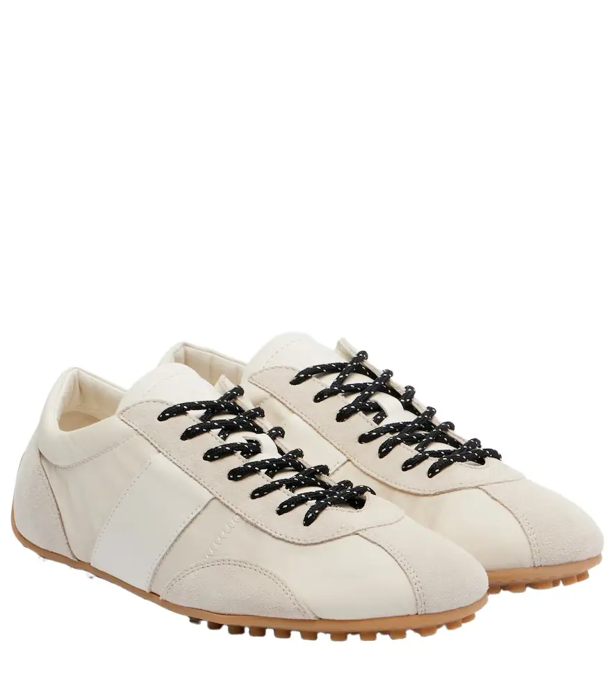 Tod's Suede-trimmed satin sneakers