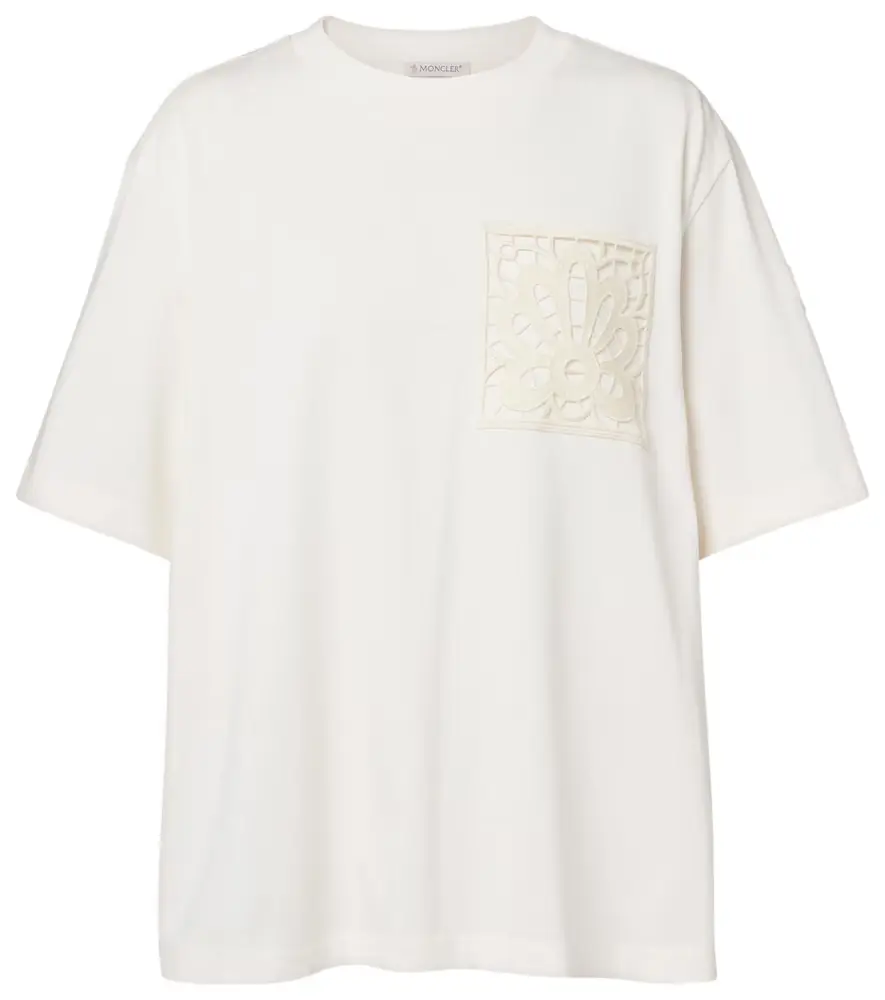 Moncler Embroidered oversized cotton jersey T-shirt