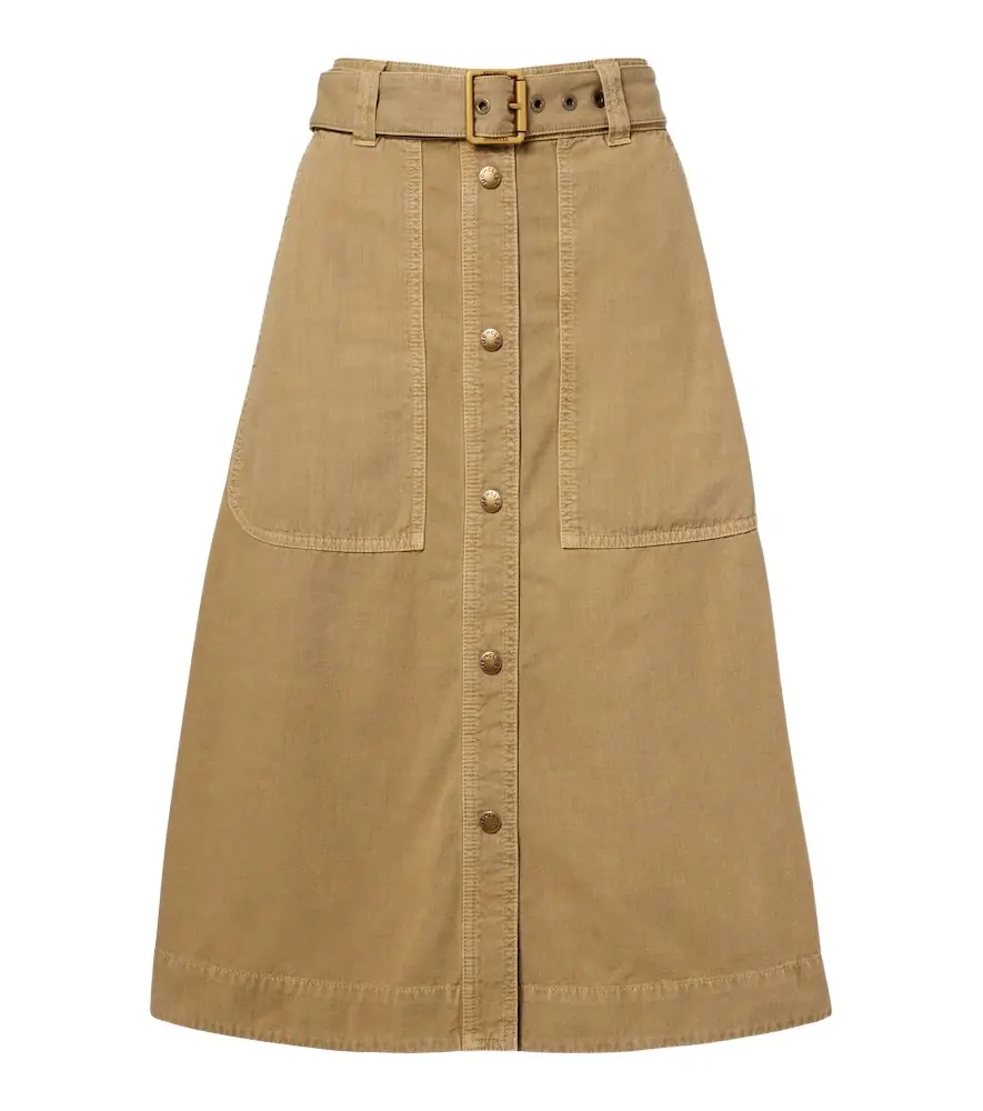 Moncler Belted denim midi skirt