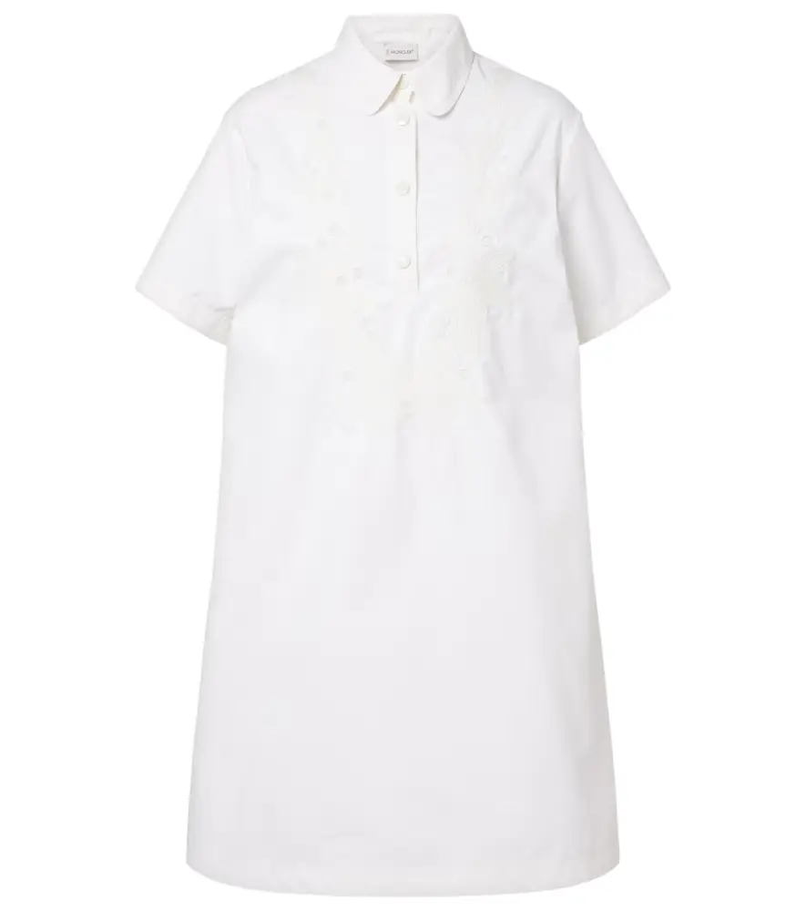 Moncler Embroidered cotton-blend poplin midi dress