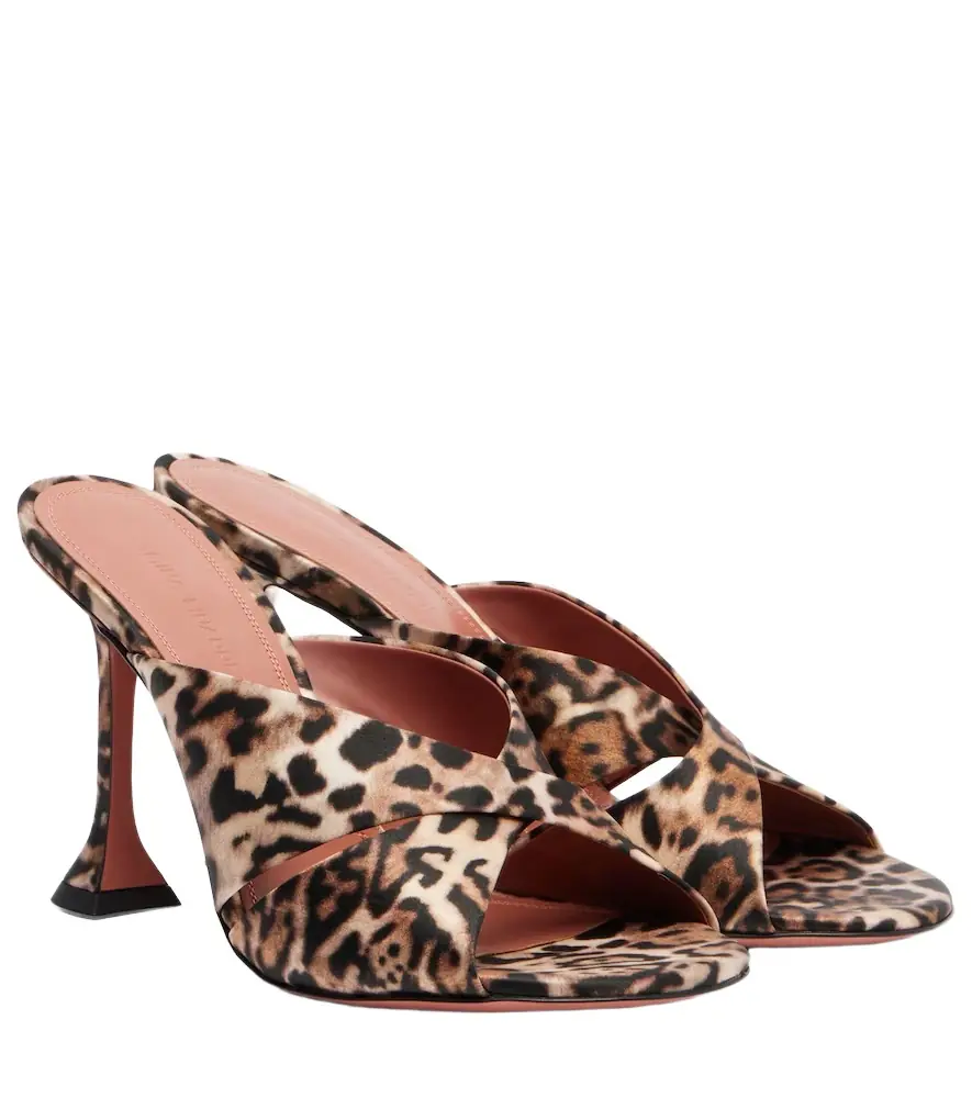 Amina Muaddi Salma leopard-print satin mules