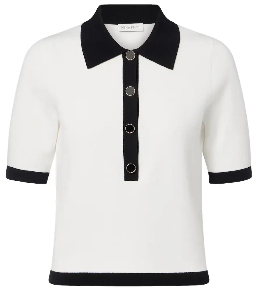 Nina Ricci Ribbed-knit polo shirt