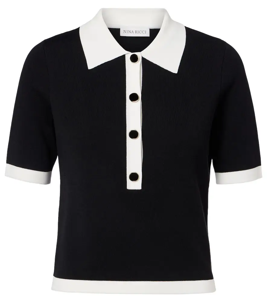 Nina Ricci Ribbed-knit polo shirt