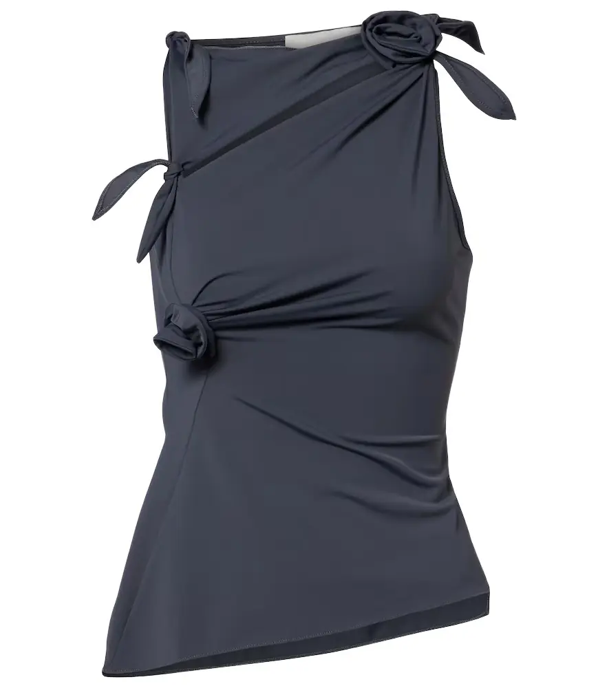 Coperni Floral-appliqué gathered jersey top