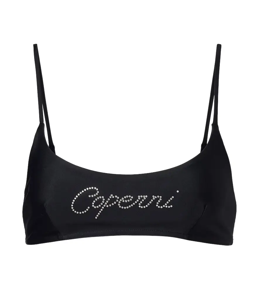 Coperni Logo crystal-embellished bikini top