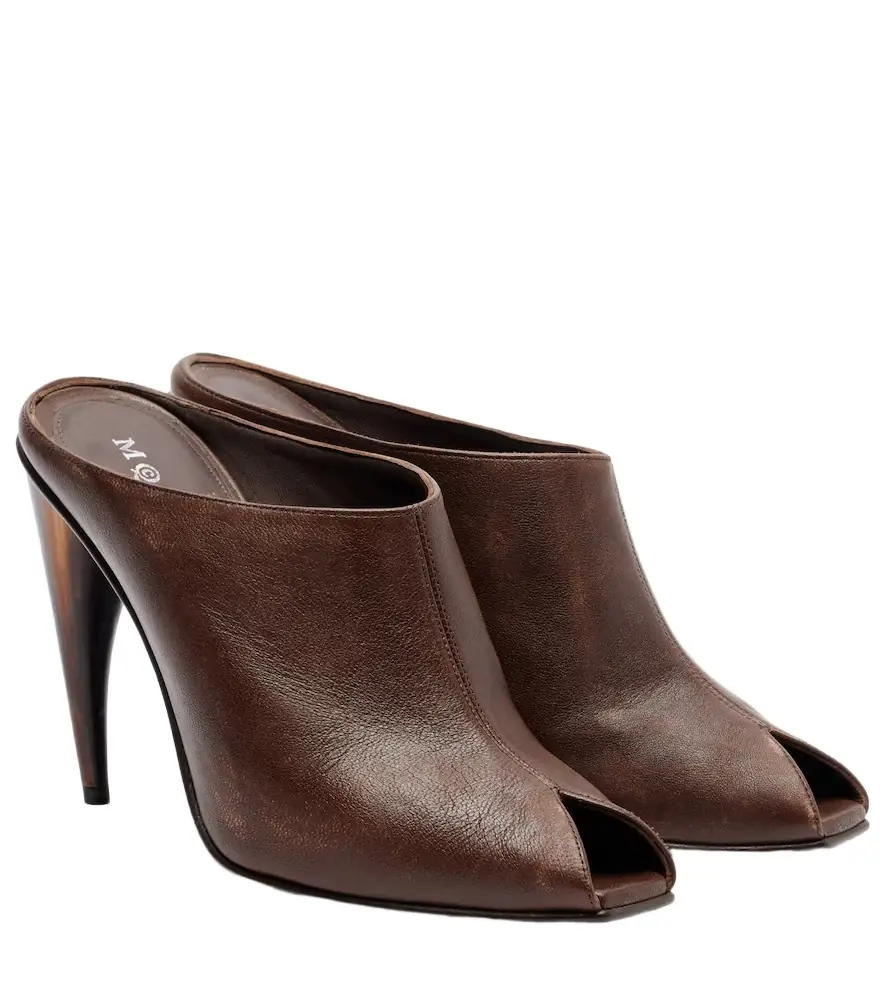 McQueen Horn leather mules
