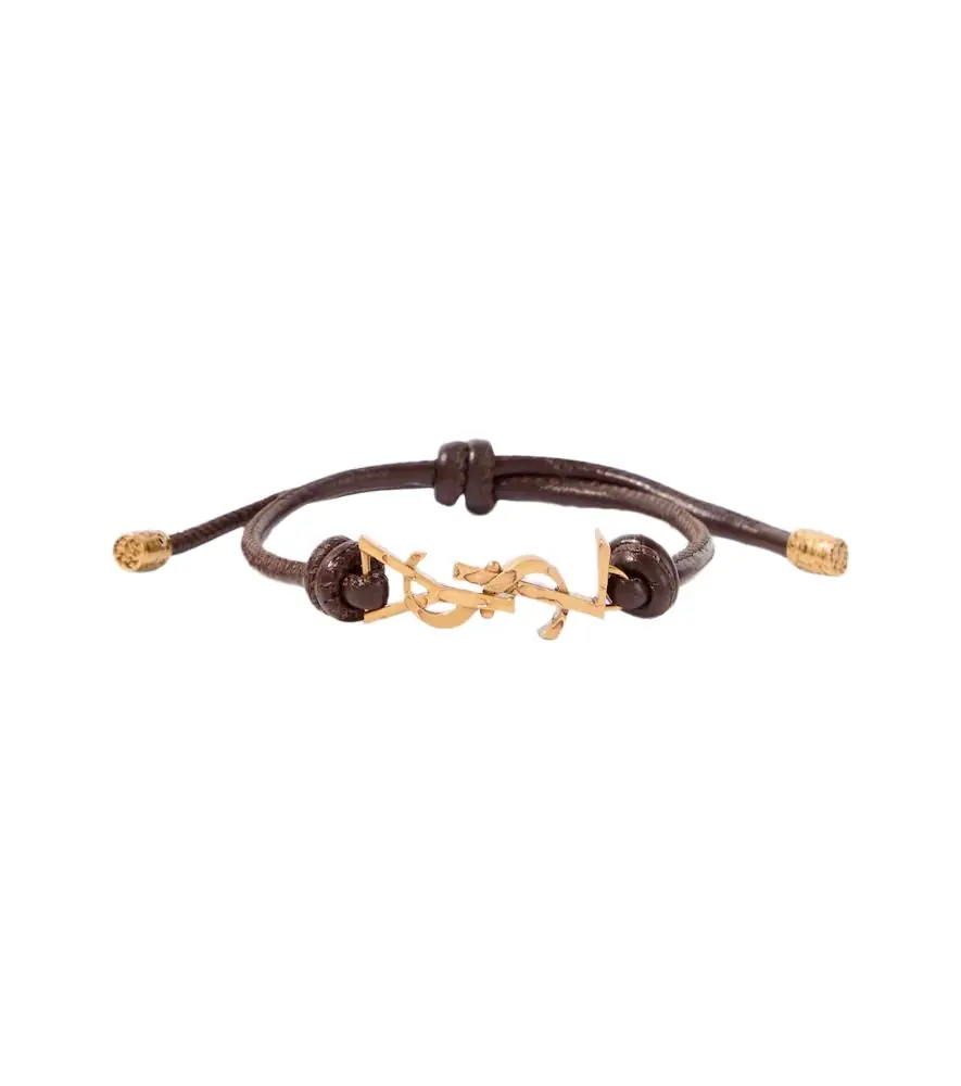 Saint Laurent Cassandre leather bracelet
