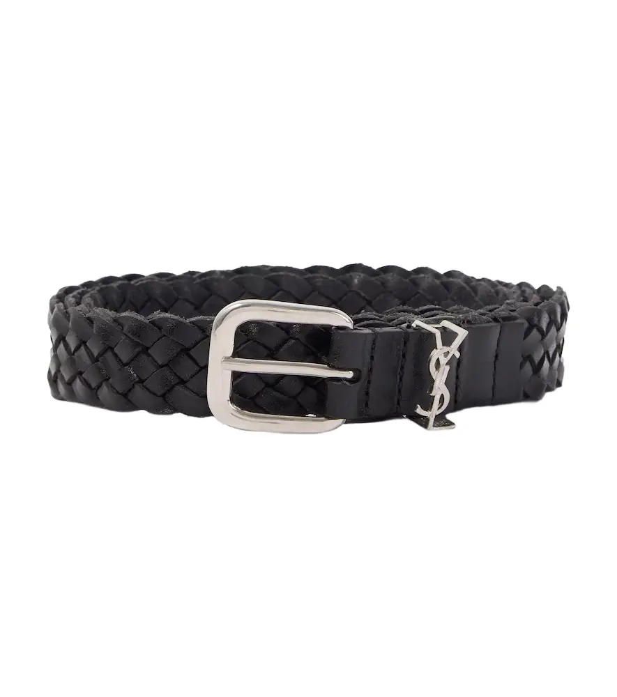 Saint Laurent Cassandre woven leather belt