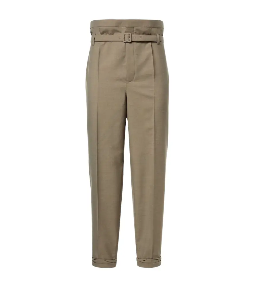 Saint Laurent Belted wool gabardine tapered pants