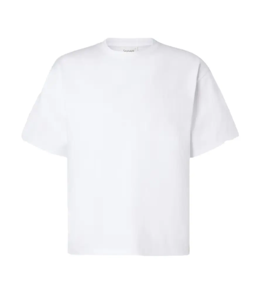 Saint Laurent Cropped cotton jersey T-shirt