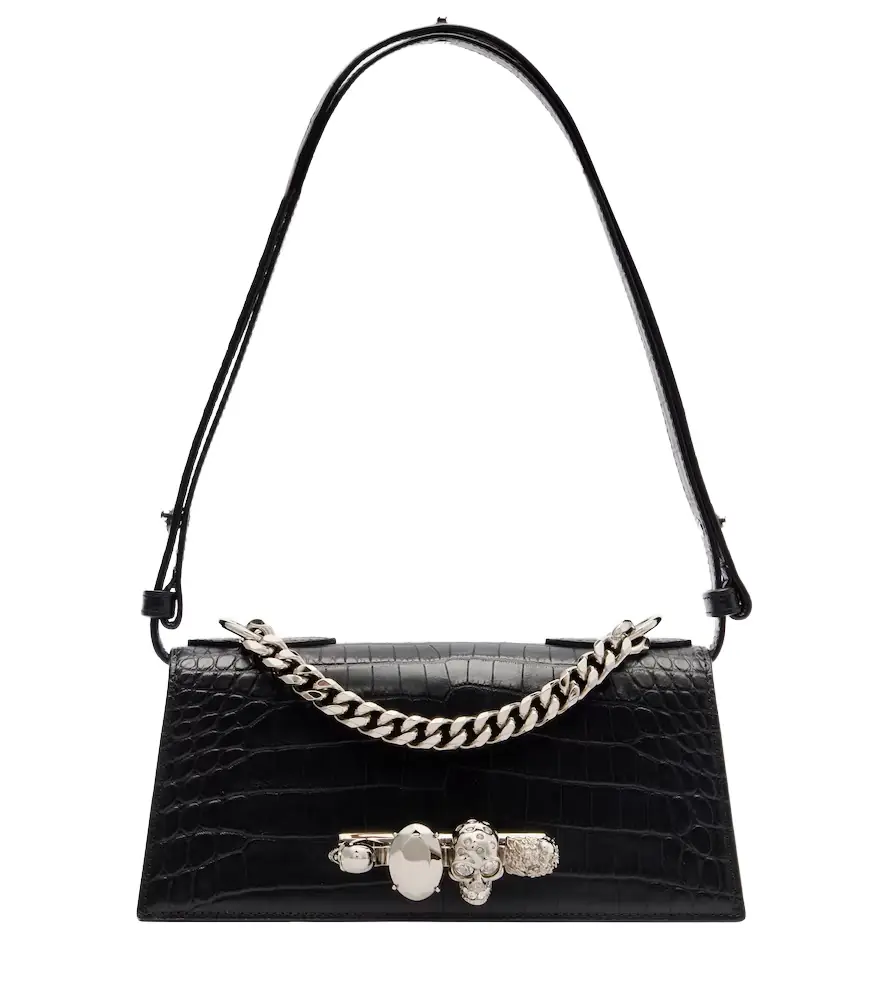 McQueen Jewelled Mini leather shoulder bag