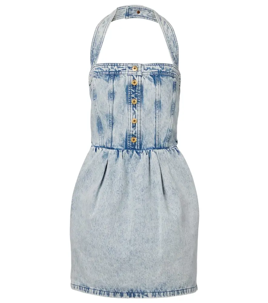 Patou Halterneck denim minidress