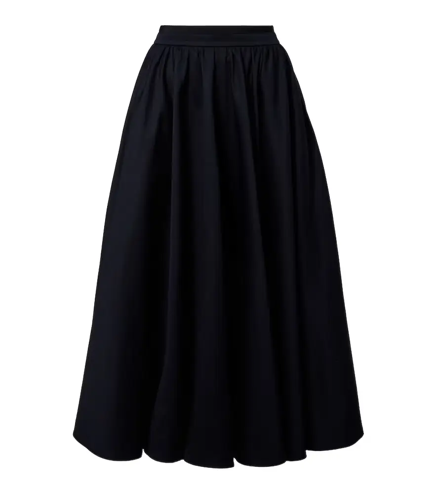 Patou Pleated cotton midi skirt