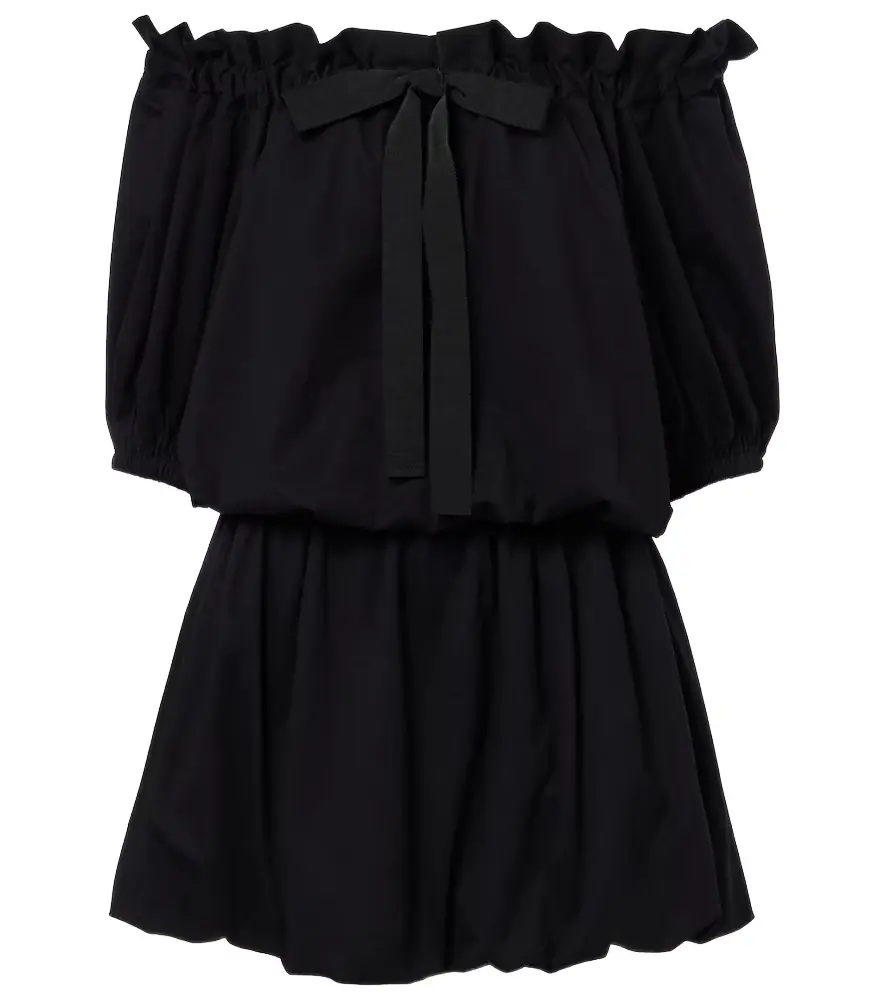 Patou Tie-neck cotton faille minidress