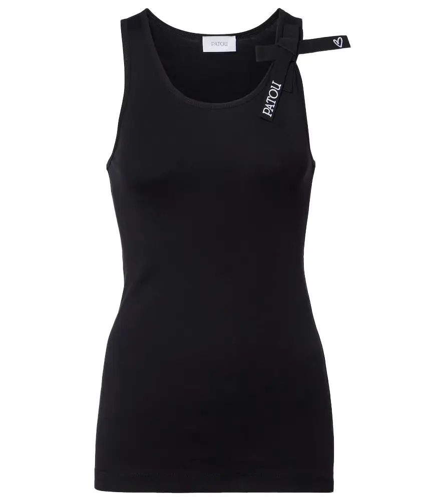 Patou Logo bow-detail cotton tank top