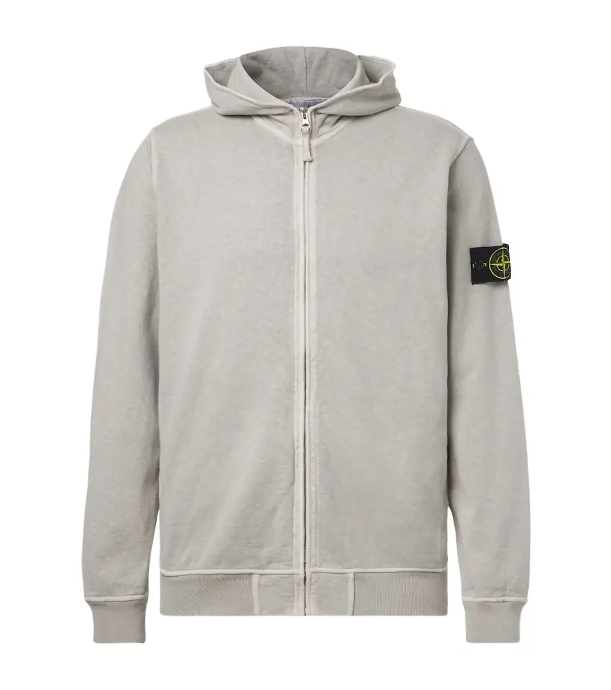 Stone Island Cotton jersey zip-up hoodie