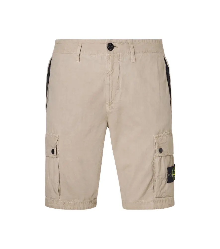 Stone Island Compass cotton canvas shorts