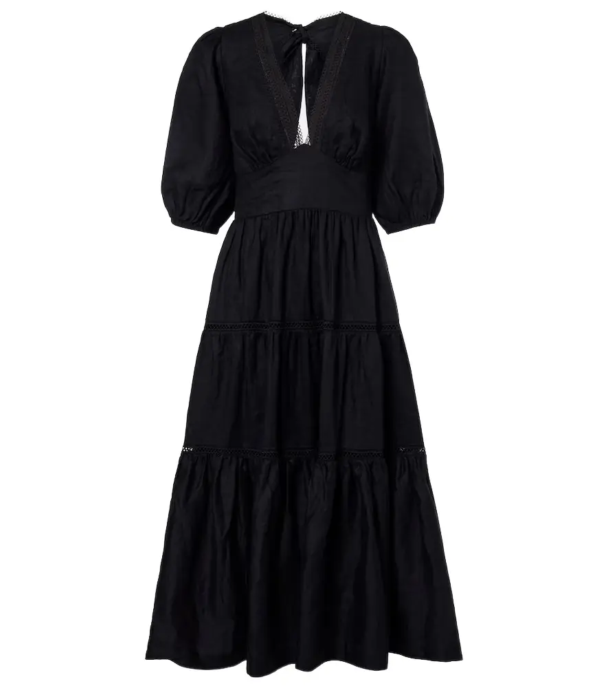 Heidi Klein Meteora lace-trimmed linen midi dress