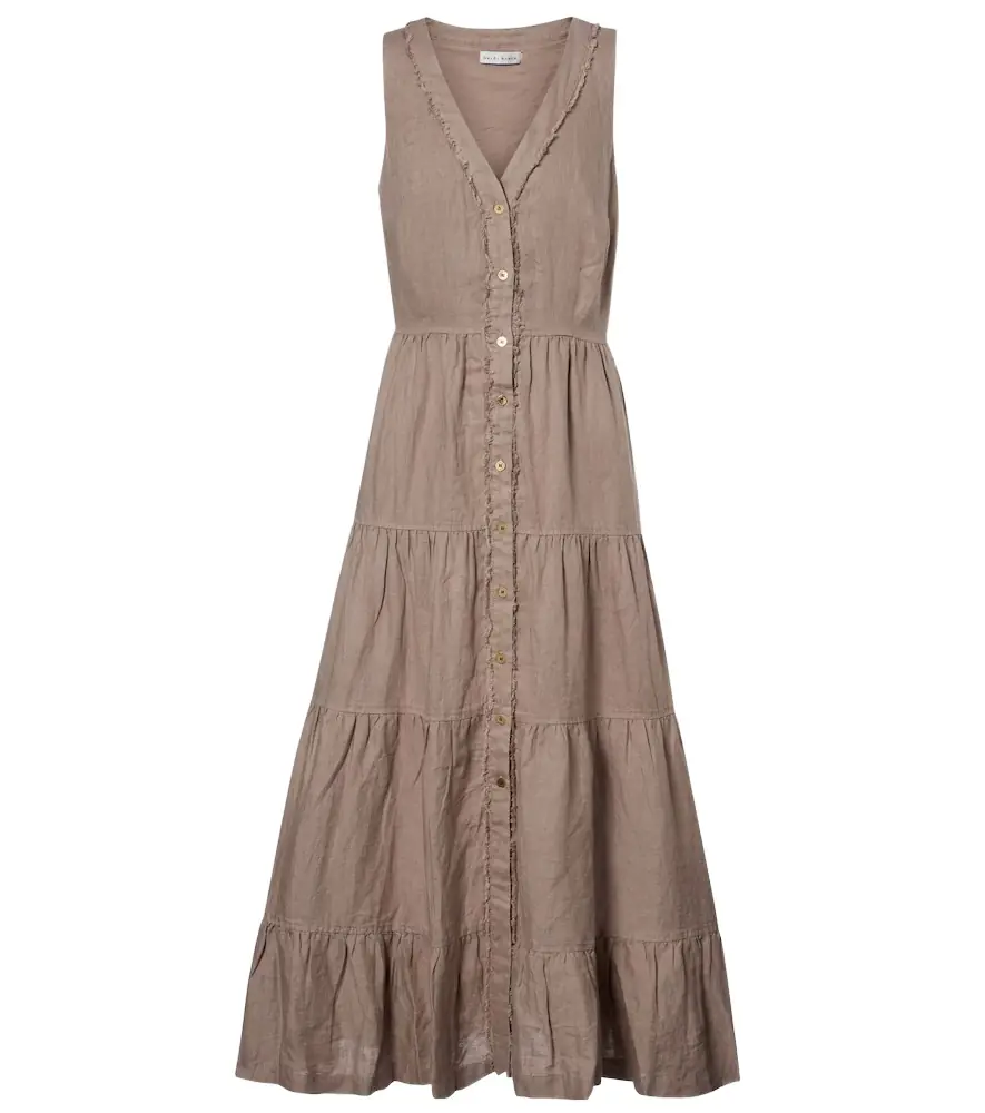 Heidi Klein Zakynthos tiered linen midi dress