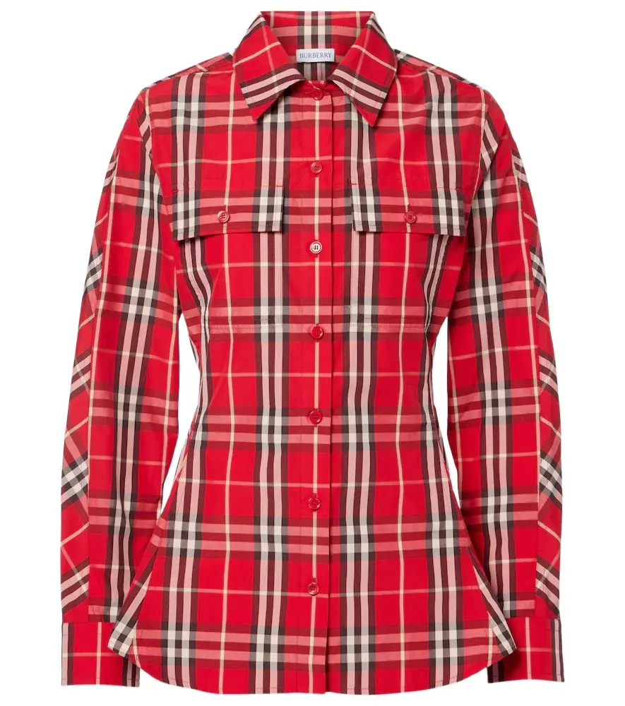 Burberry Check peplum cotton shirt