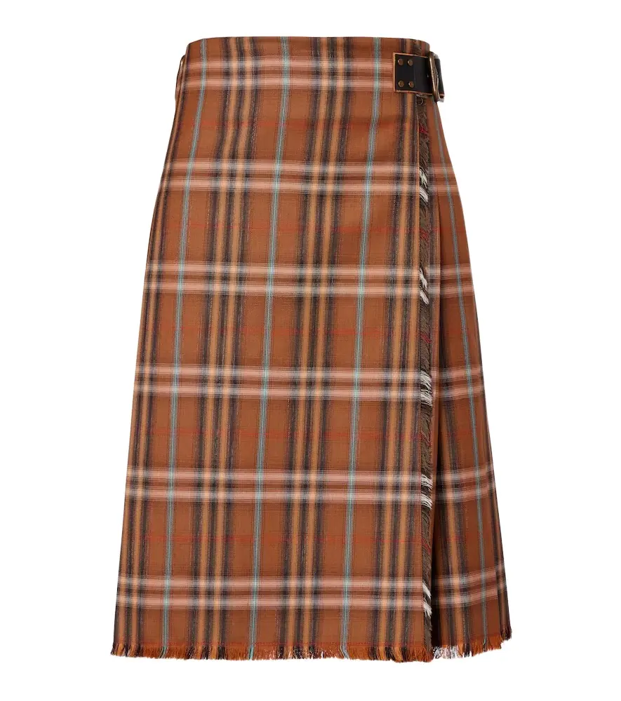 Burberry Check wool midi skirt
