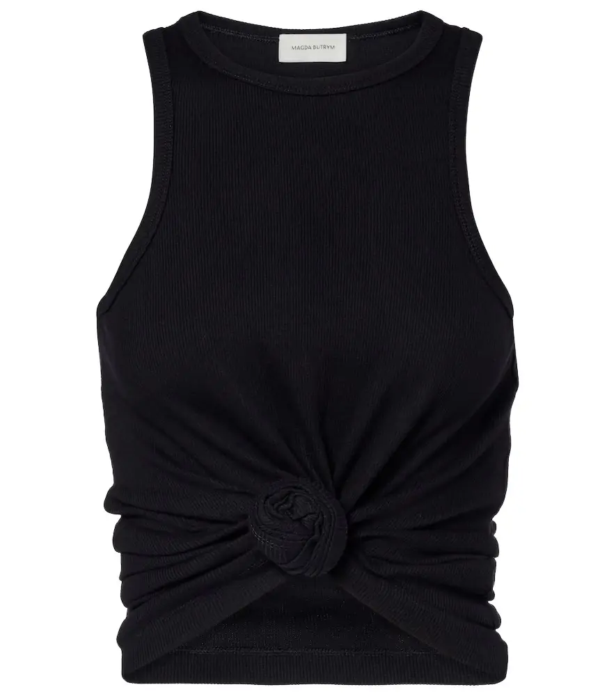 Magda Butrym Gathered cotton-blend jersey tank top