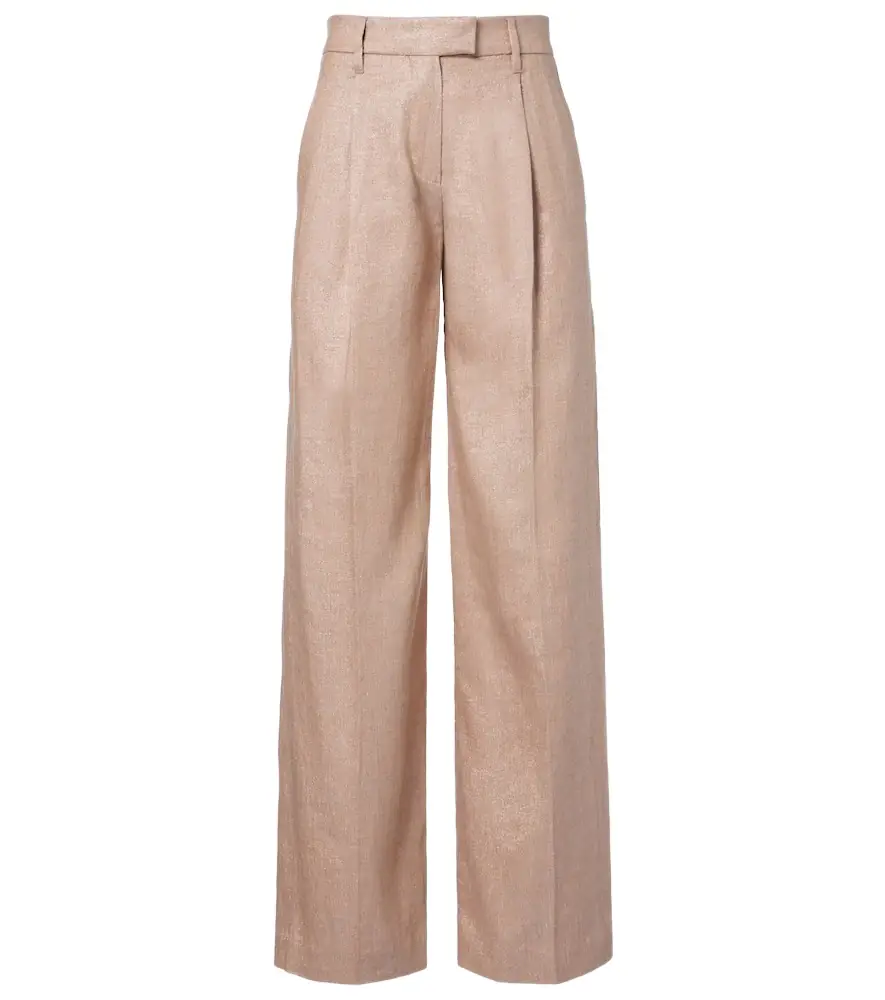 Brunello Cucinelli Linen-blend wide-leg pants