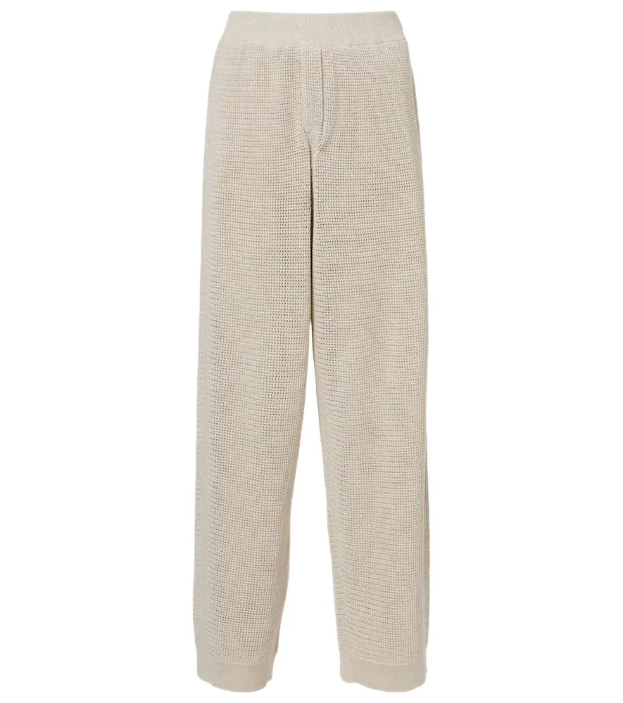 Brunello Cucinelli Knitted cotton-blend wide-leg pants