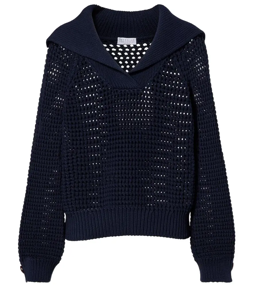 Brunello Cucinelli Cotton-blend polo sweater