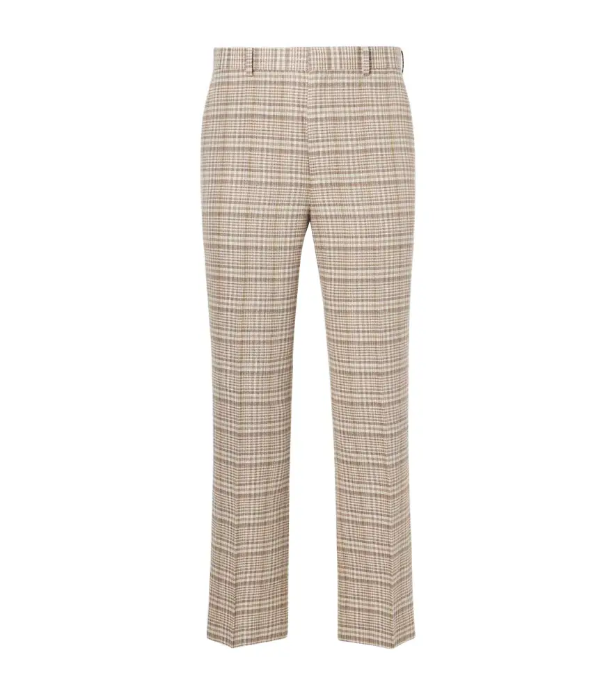 Auralee Checked silk and linen tweed straight pants