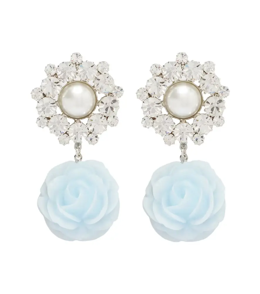 Magda Butrym Floral-appliqué embellished drop earrings