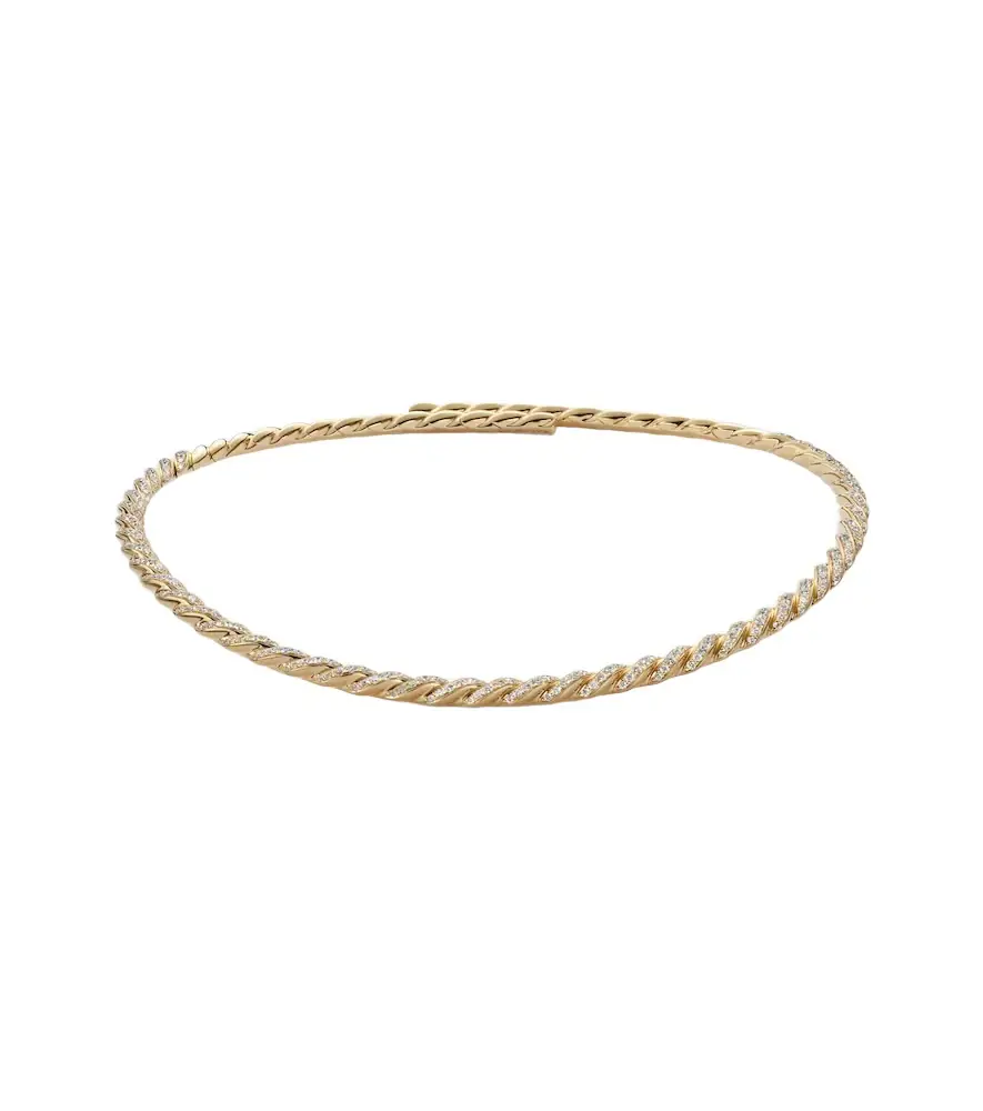 David Yurman Sculpted Cable Flex 18kt gold choker with diamonds