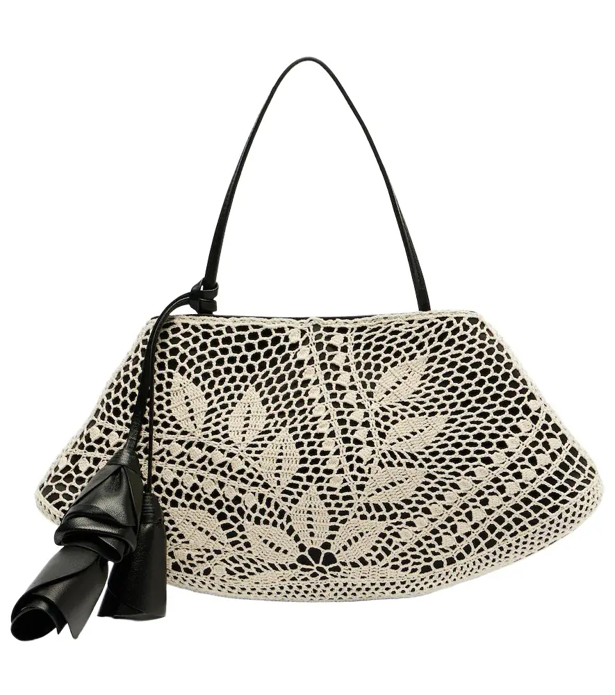 Magda Butrym Maya Small crochet leather-trimmed shoulder bag