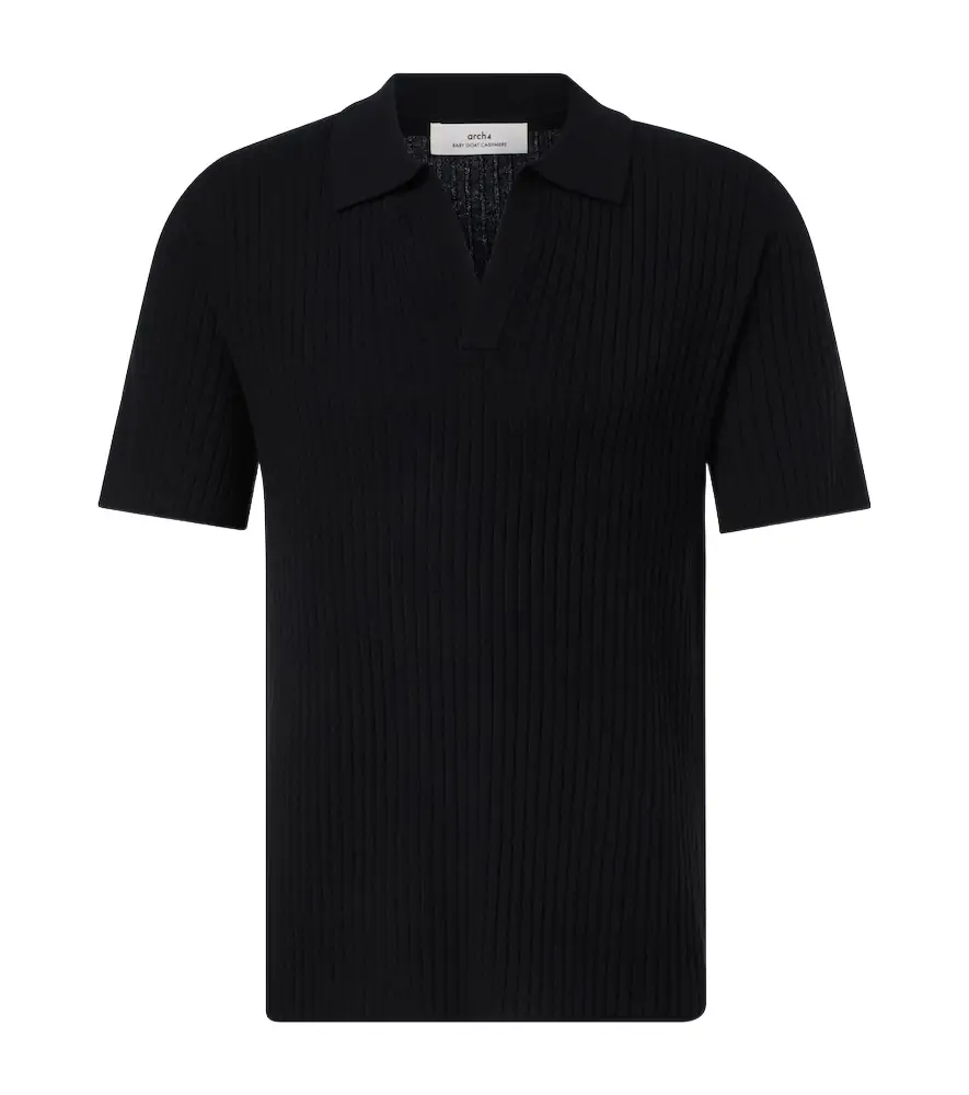 Arch4 Ribbed-knit cashmere polo shirt