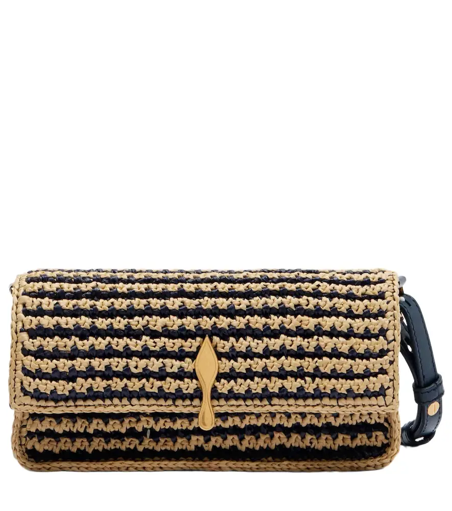 Christian Louboutin Bettina Mini leather-trimmed crochet clutch