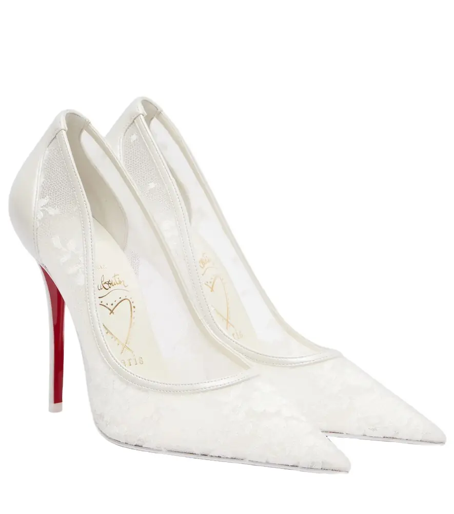 Christian Louboutin Miss Z floral leather-trimmed pumps