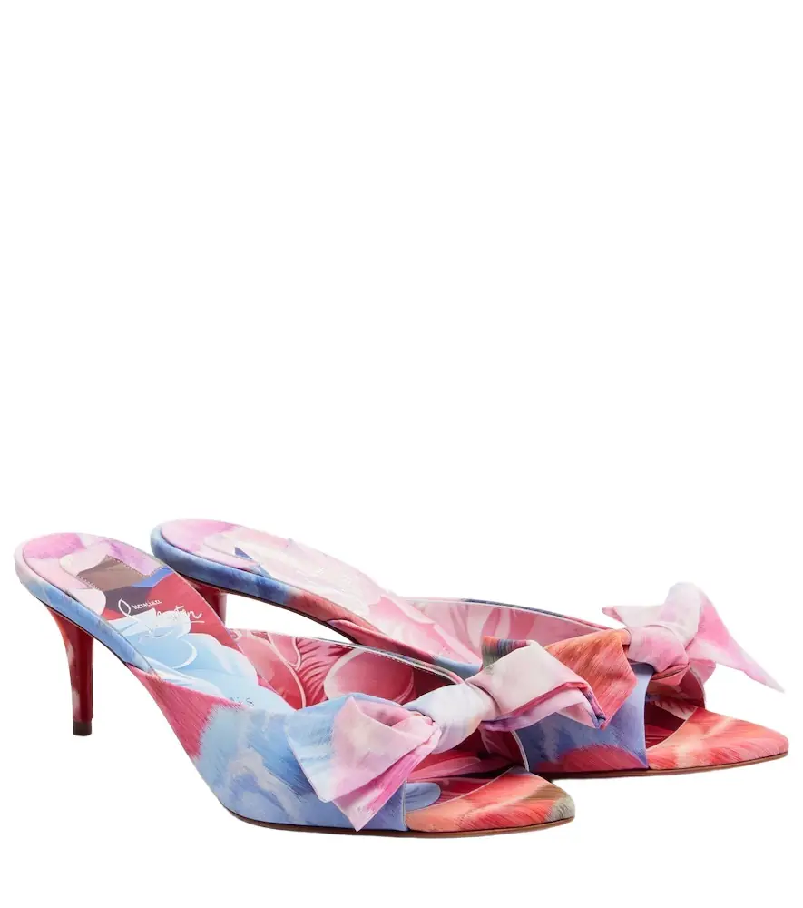 Christian Louboutin Mulazee bow-detail floral chiné mules