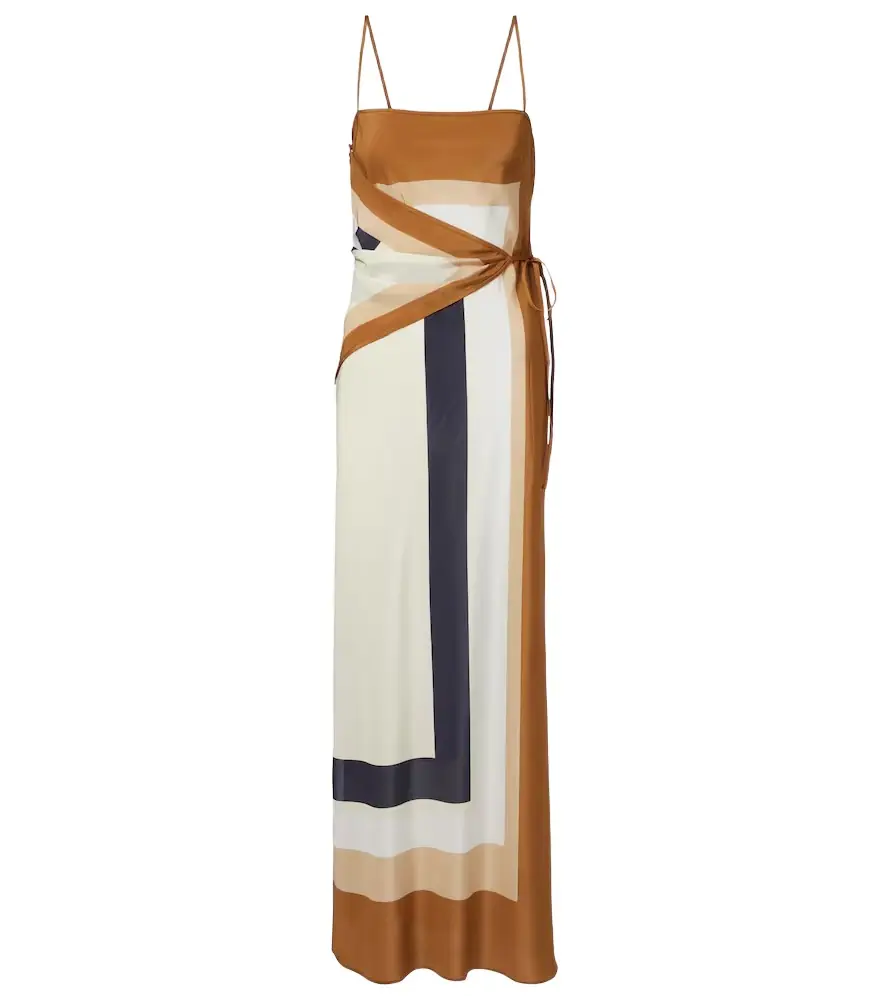 SIR Printed silk maxi dress