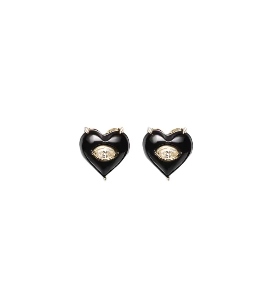 Sydney Evan 14kt gold earrings with diamonds and onyx