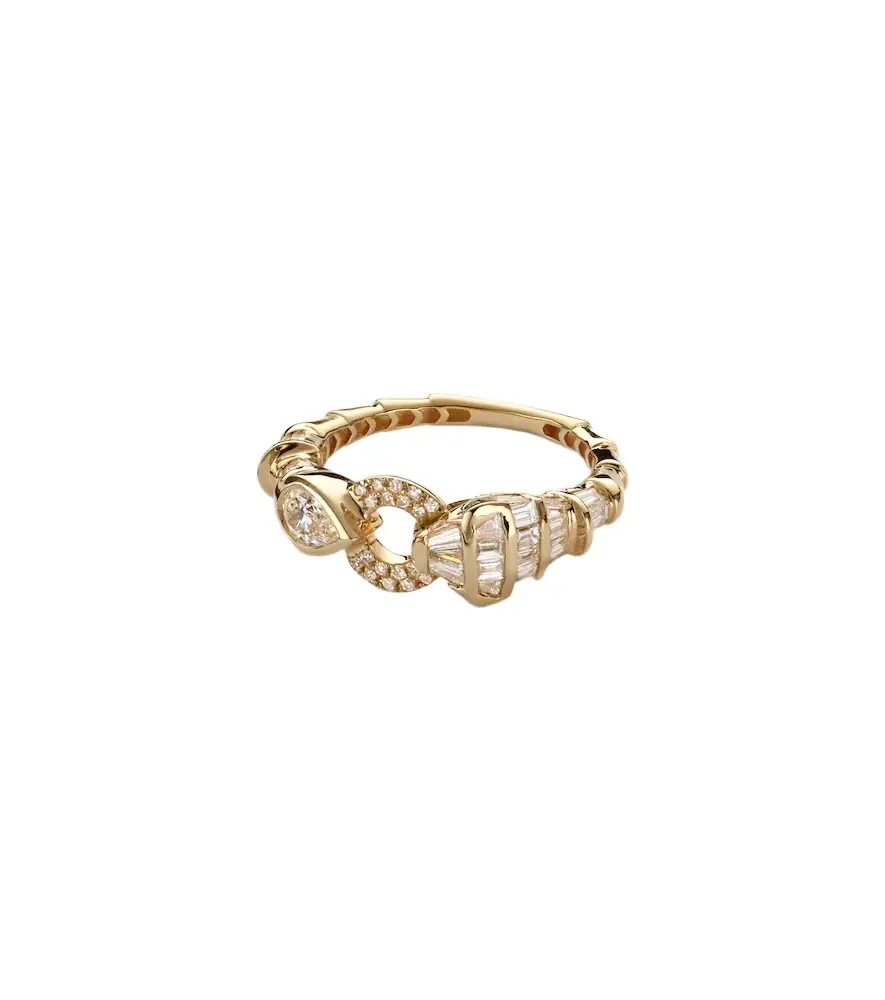 Shay Jewelry Serpentine 18kt gold ring with diamonds
