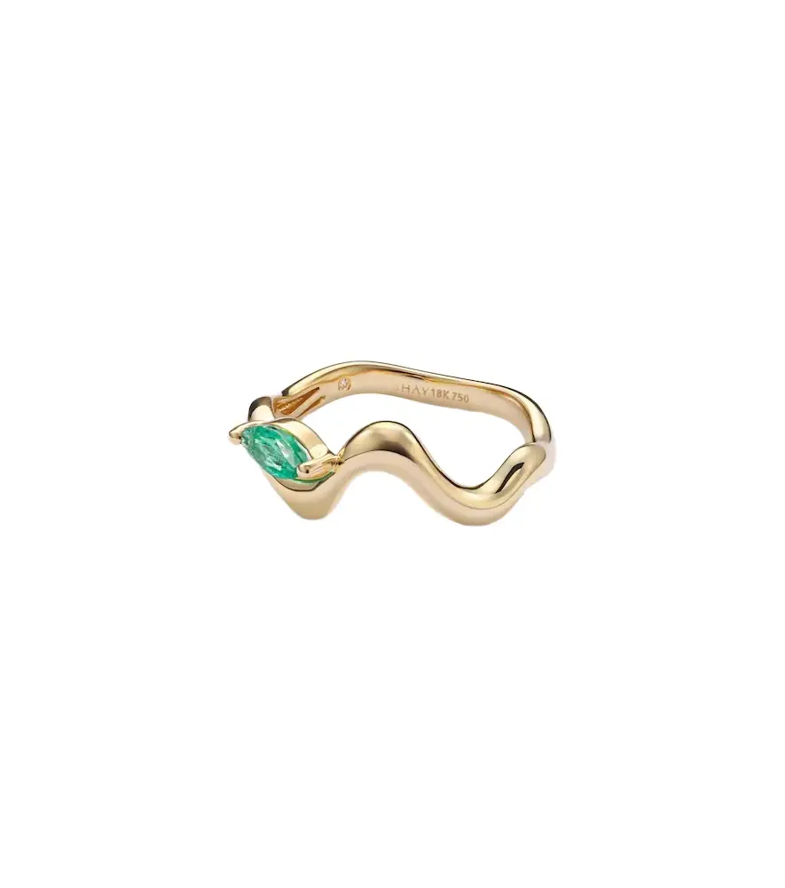 Shay Jewelry 18kt yellow gold ring with emeralds