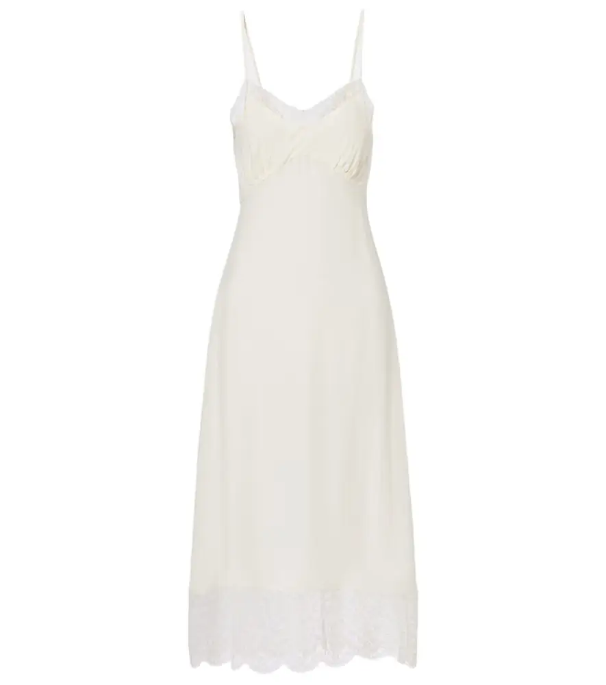 Simone Rocha Lace-trimmed crêpe de chine slip dress